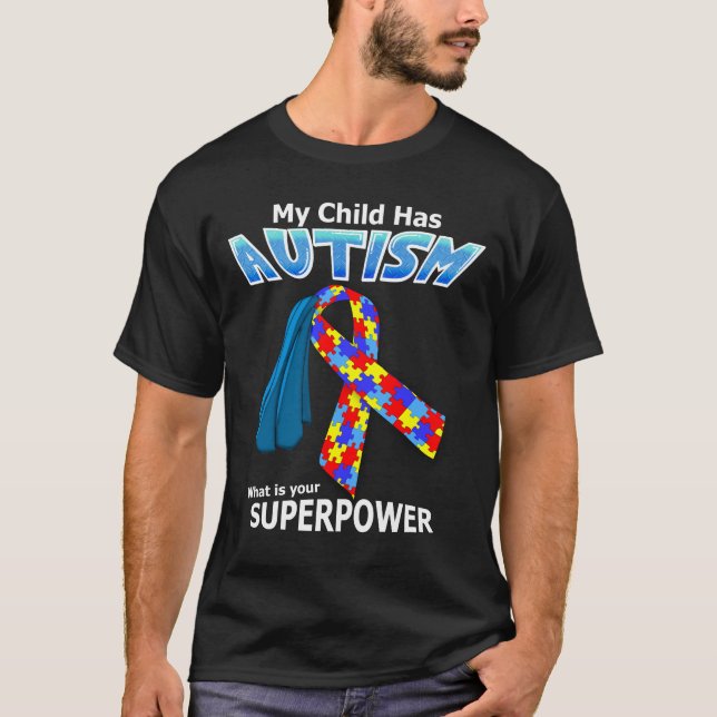 Camiseta Super-herói Autismo - Superpotência: T-Shirt Cor E (Frente)