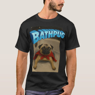 Camiseta Super-herói Banho Pug Meme Engraçado do Banho Aman