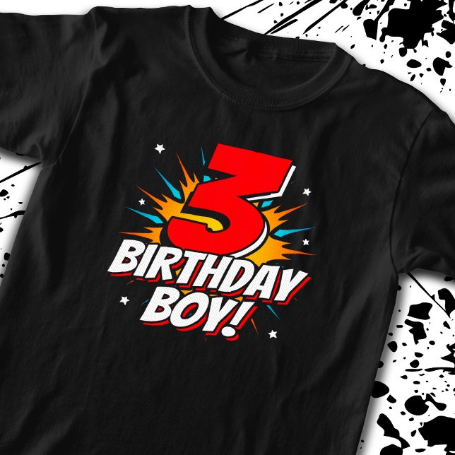 Camiseta Super-herói Birthday Boy - 3 anos - aniversário de (Criador carregado)