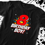 Camiseta Super-herói Birthday Boy - 8 anos - 8 anos<br><div class="desc">Este legal design do aniversário de 8 anos é perfeito para um tema de festa de aniversário de super-heróis! Excelente para qualquer garoto de 8 anos que ama super-heróis de quadrinhos ou vilões com superpoderes! Apresenta a citação de aniversário de 8 anos do "8 Birthday Boy!", feliz citação de aniversário...</div>