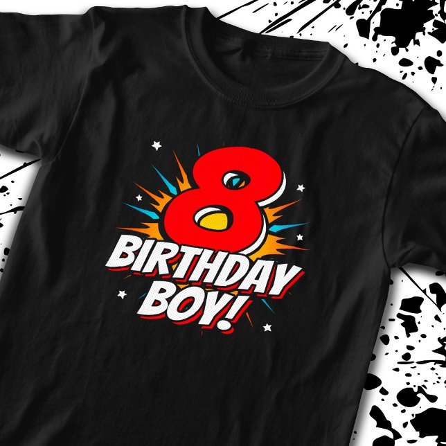Camiseta Super-herói Birthday Boy - 8 anos - 8 anos (Criador carregado)