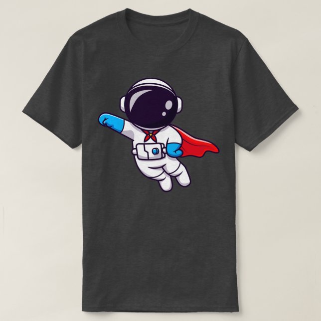 Camiseta Super Herói do Astronauta Bonito Voando 1 (Frente do Design)