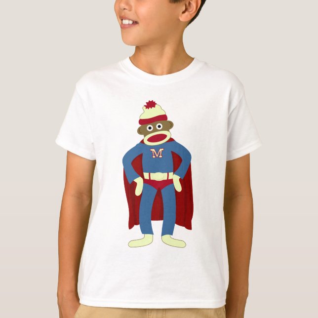 Camiseta Super-herói do macaco da peúga (Frente)