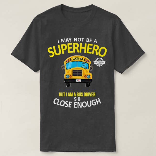 Camiseta Super-herói do motorista do ônibus escolar (Frente do Design)