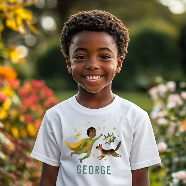 Camiseta Super-herói e Crianças Cachorros Legal (Criador carregado)