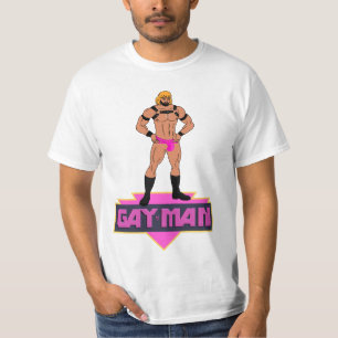 Camiseta Super-herói GAY-MAN em pulseiras cor-de-rosa