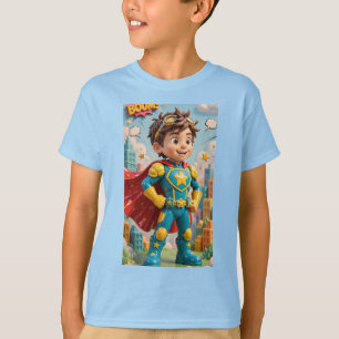 Camiseta Super-herói Infantil Fofo Original com Cape 3D Ve
