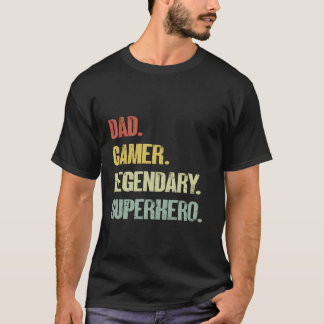 Camiseta Super-herói lendário do pai gamer