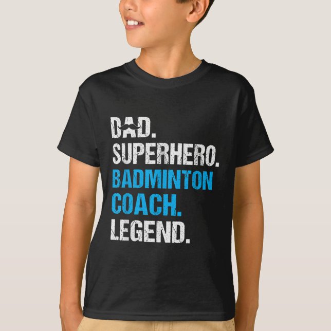Camiseta Super Herói pai Badminton Treinador Engraçado Badm (Frente)