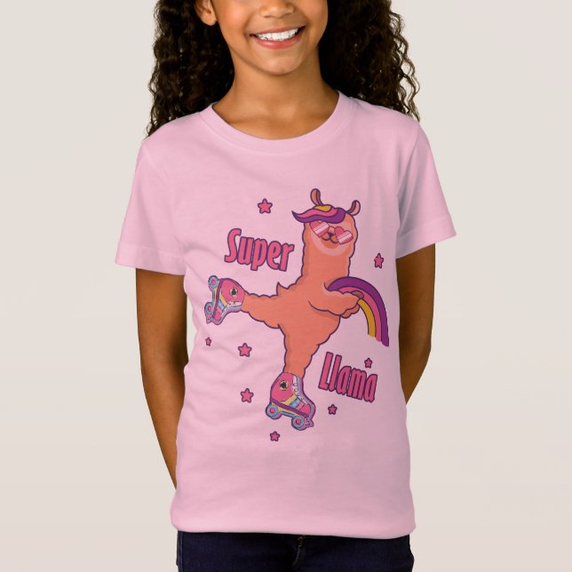 Camiseta Super-herói Pink Llama T-Shirt (Frente)