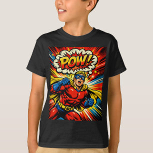 Camiseta Super-herói Retro POW! Arte Pop de Quadrinhos