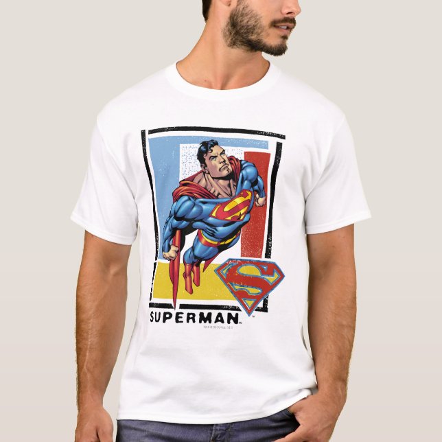 Camiseta Super-Homem com fundo colorido (Frente)