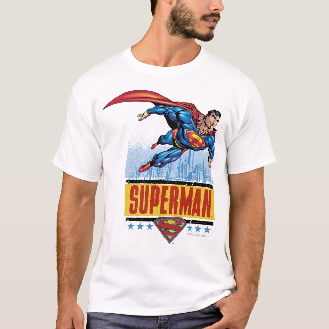 Camiseta Super-homem com paisagem urbana (Frente)