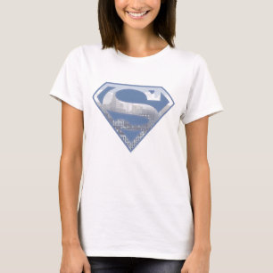 Camiseta Super-Homem  Logotipo de Cidade Azul Claro