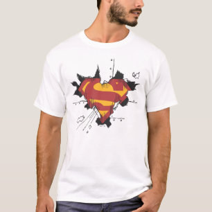 Camiseta Super-Homem Logotipo de metal partido