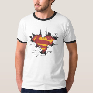 Camiseta Super-Homem Logotipo de metal partido
