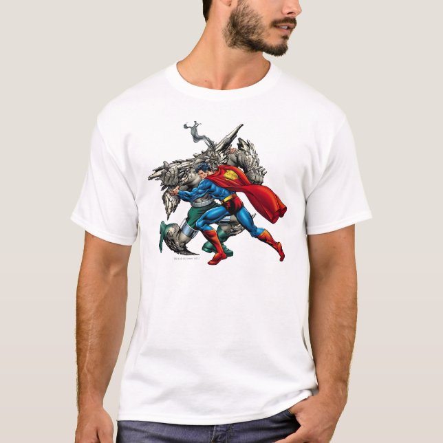 Camiseta Super-homem luta contra o inimigo (Frente)