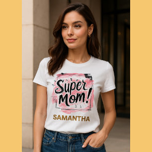 Camiseta Super Mãe Aquarela & Desenho – Melhor Dia das Mães