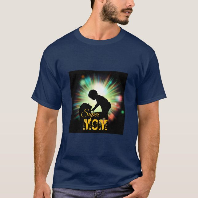 Camiseta Super MÃE - Azul Marinho (Frente)