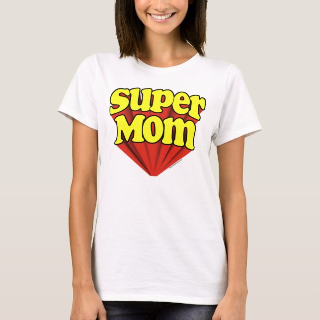 Camiseta Super Mãe Dia de as mães Vermelho/Amarelo/Azul (Frente)