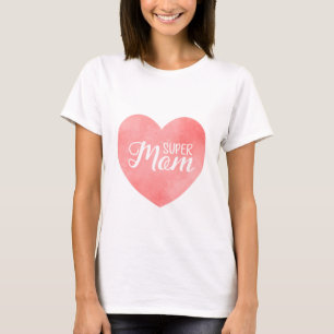 Camiseta Super mãe em cor-de-água rosa, dia de as mães