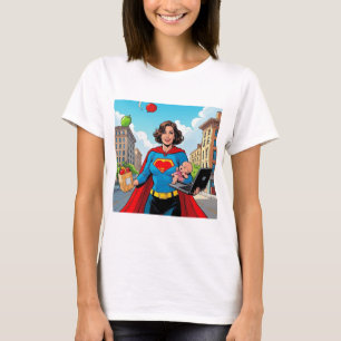 Camiseta "Super Mãe" Estilo de BD retrô