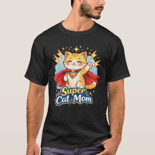 Camiseta Super Mãe Gata Hero Kitten Cartoon