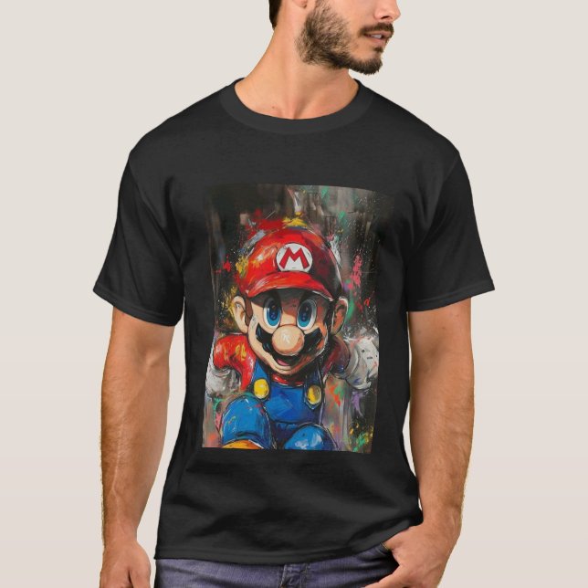 Camiseta "Super Mario Logo Black Shirt" (Frente)