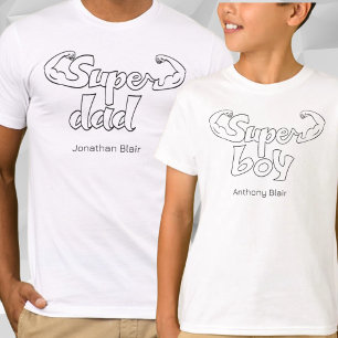 Camiseta Super-Menino Correspondendo Pai e Filho