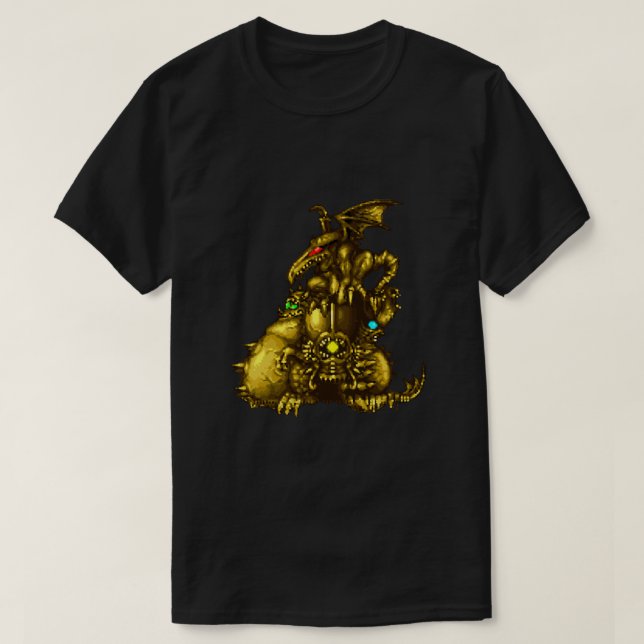 Camiseta Super Metroid - Estátua Chefe Essencial (Frente do Design)