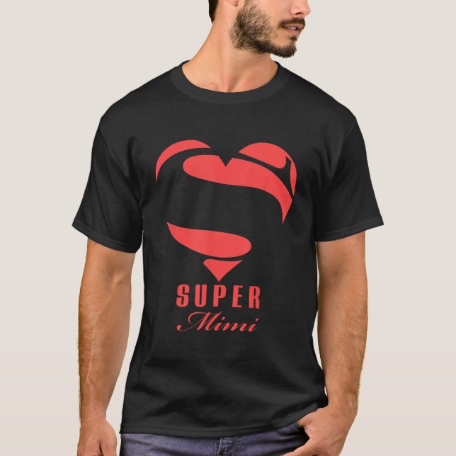 Camiseta Super Mimi Super-herói Mimi T Shirt Gift Mãe Fath (Frente)