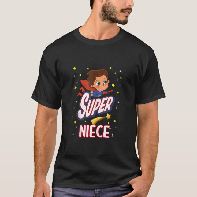 Camiseta Super Niece Engraçado Super Herói Família Dia da M (Frente)