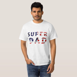Camiseta Super Pai e a bandeira americana