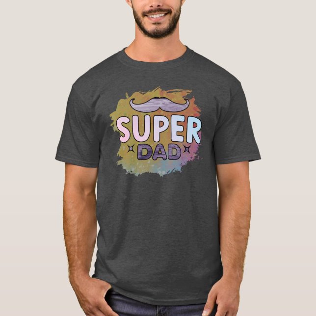 Camiseta Super Pai, Humor, bigode (Frente)