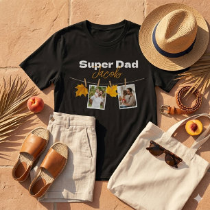 Camiseta Super Pai Nome Personalizado Foto Corda de Roupas