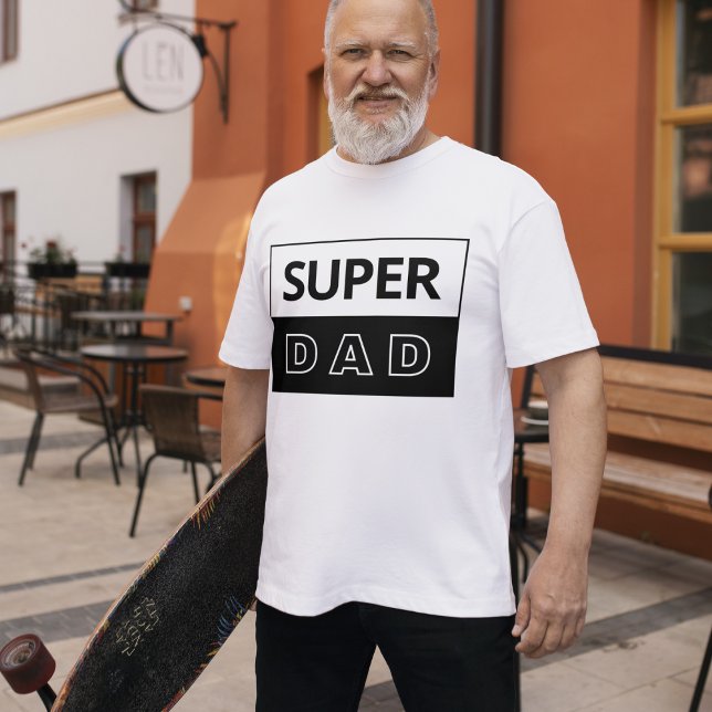 Camiseta Super Pai | Pai Preto E Branco (Criador carregado)