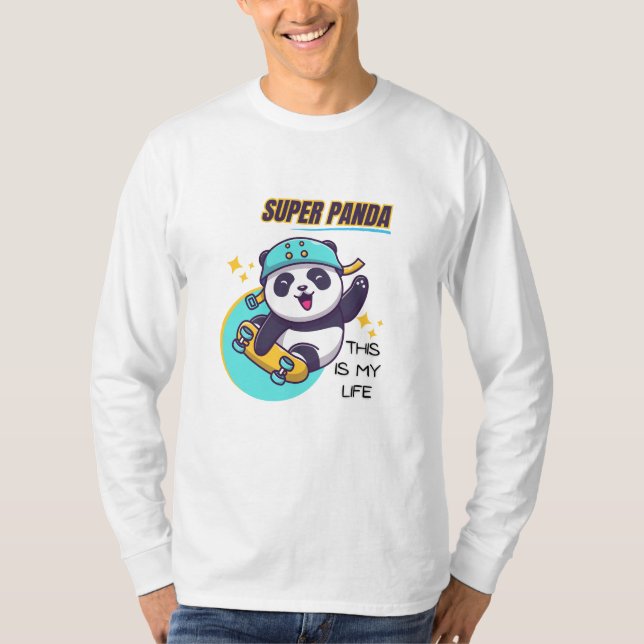 Camiseta Super Panda Skate Long Sleeve (Frente)