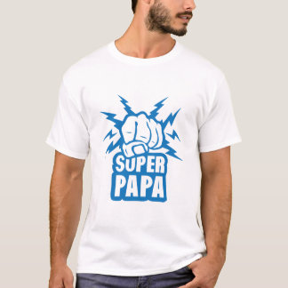 Camiseta super_papa_poing_fermer_force_eclair
