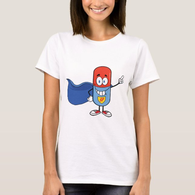 Camiseta Super Pill Cartoon Hero Character (Frente)