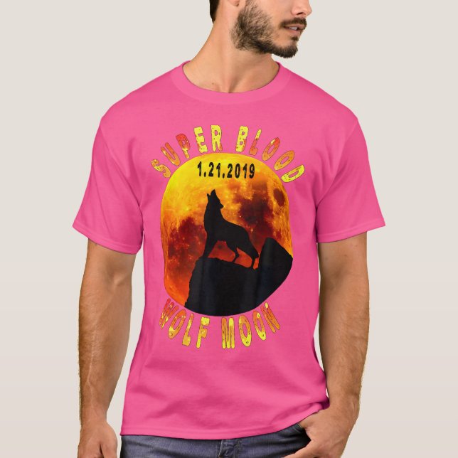 Camiseta Super Sangue Wolf Moon Total Eclipse Lunar 2019 (Frente)