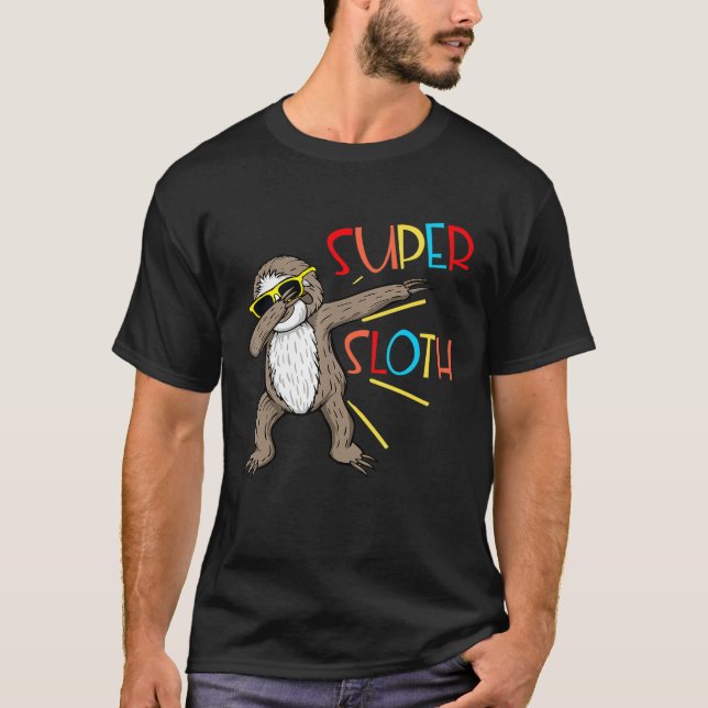 Camiseta Super Sloth Super Engraçado Super Herói Dabbing Da (Frente)