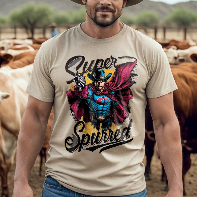 Camiseta Super Spurred: Super Herói Cowboy (Criador carregado)