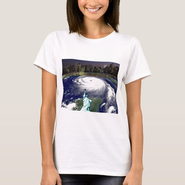Camiseta Super Storm Sandy 2012, Olhos da tempestade_ (Frente)