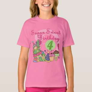 Camiseta Super Sweet 4th Birthday T-shirts e presentes