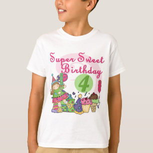 Camiseta Super Sweet 4th Birthday T-shirts e presentes