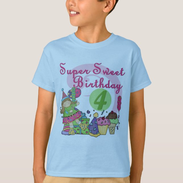 Camiseta Super Sweet 4th Birthday T-shirts e presentes (Frente)