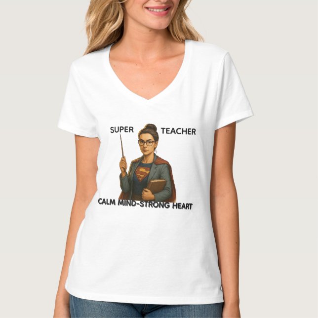 Camiseta Super Teacher: Calm Mind - Strong Heart  T-shirt (Frente)