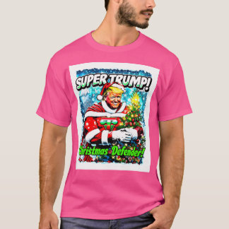 Camiseta Super Trump Nosso Defensor de Natal Colorida Pop A