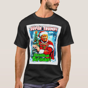 Camiseta Super Trump Nosso Defensor de Natal Colorida Pop A