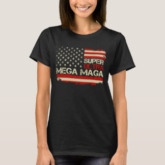 Camiseta Super Ultra Mega Maga American Flag Anti Biden Pro